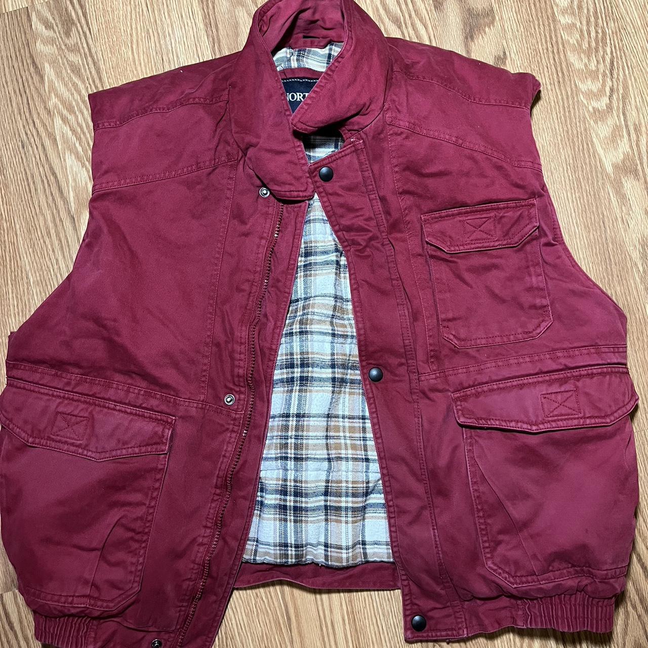 North bay Red Vest with flannel lined inside.... - Depop