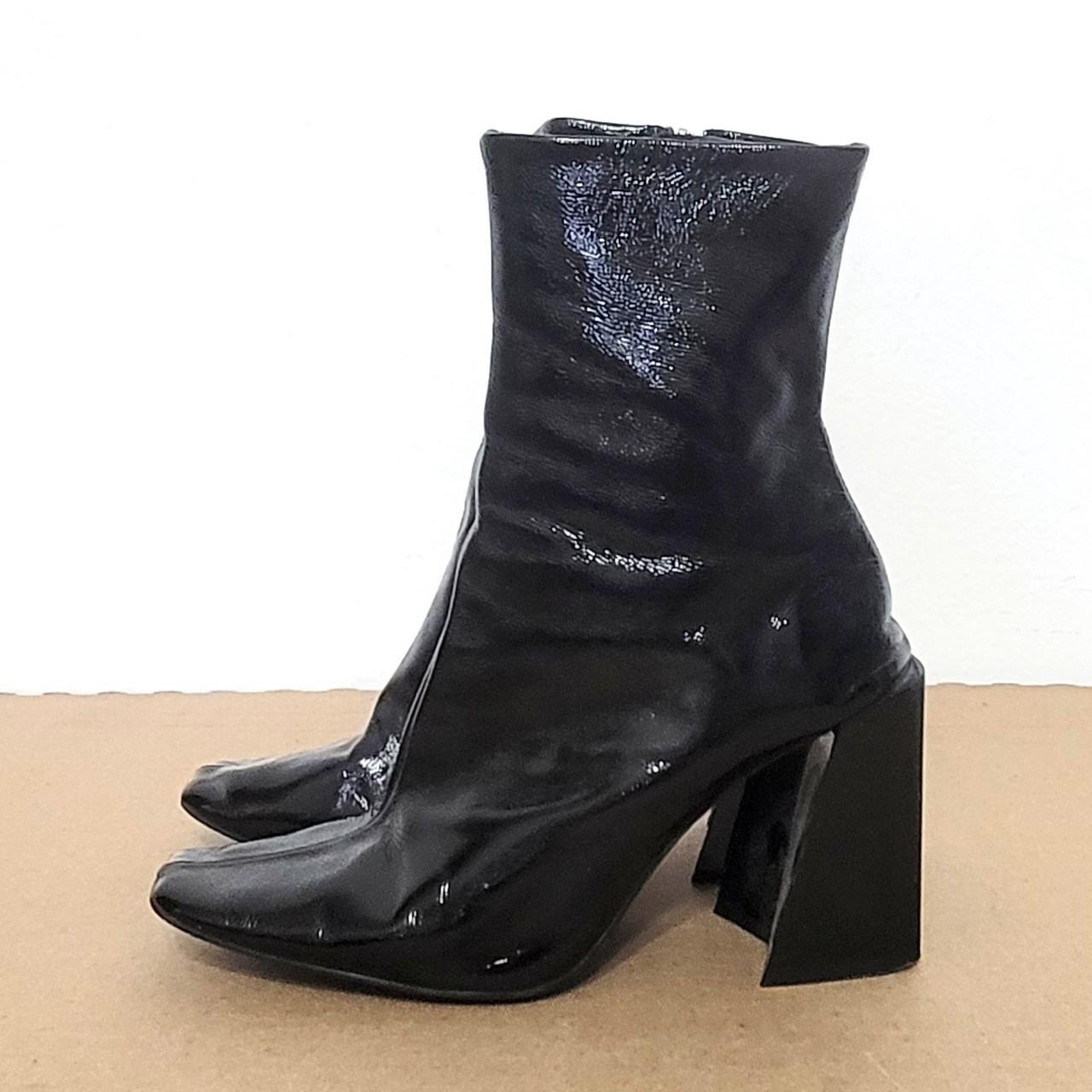 Black patent boots topshop on sale