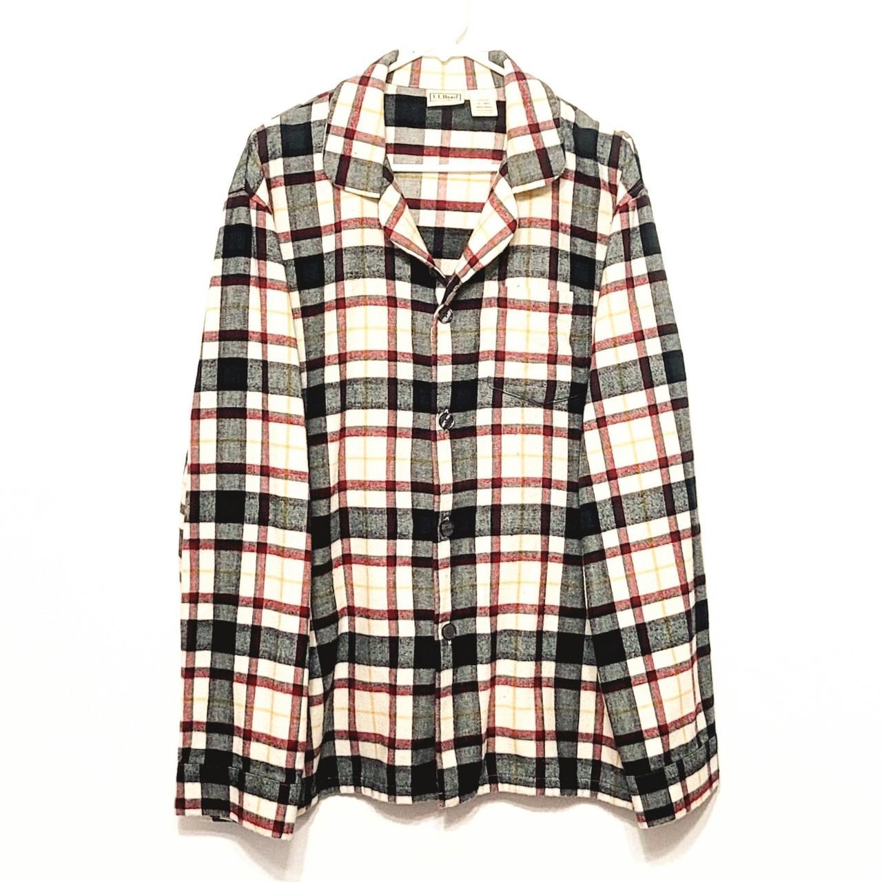 L.L.Bean Women's White and Burgundy Pajamas Depop