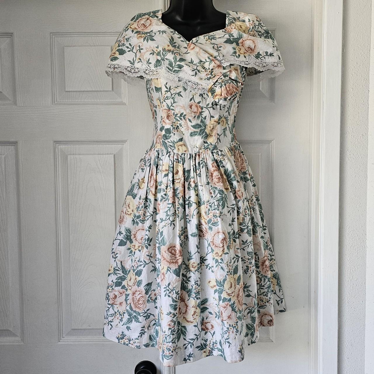 80's JESSICA McCLINTOCK　パーティー フォーマル ドレス Jessica McClintock Gunne Sax Vintage 80s Black & Champagne
