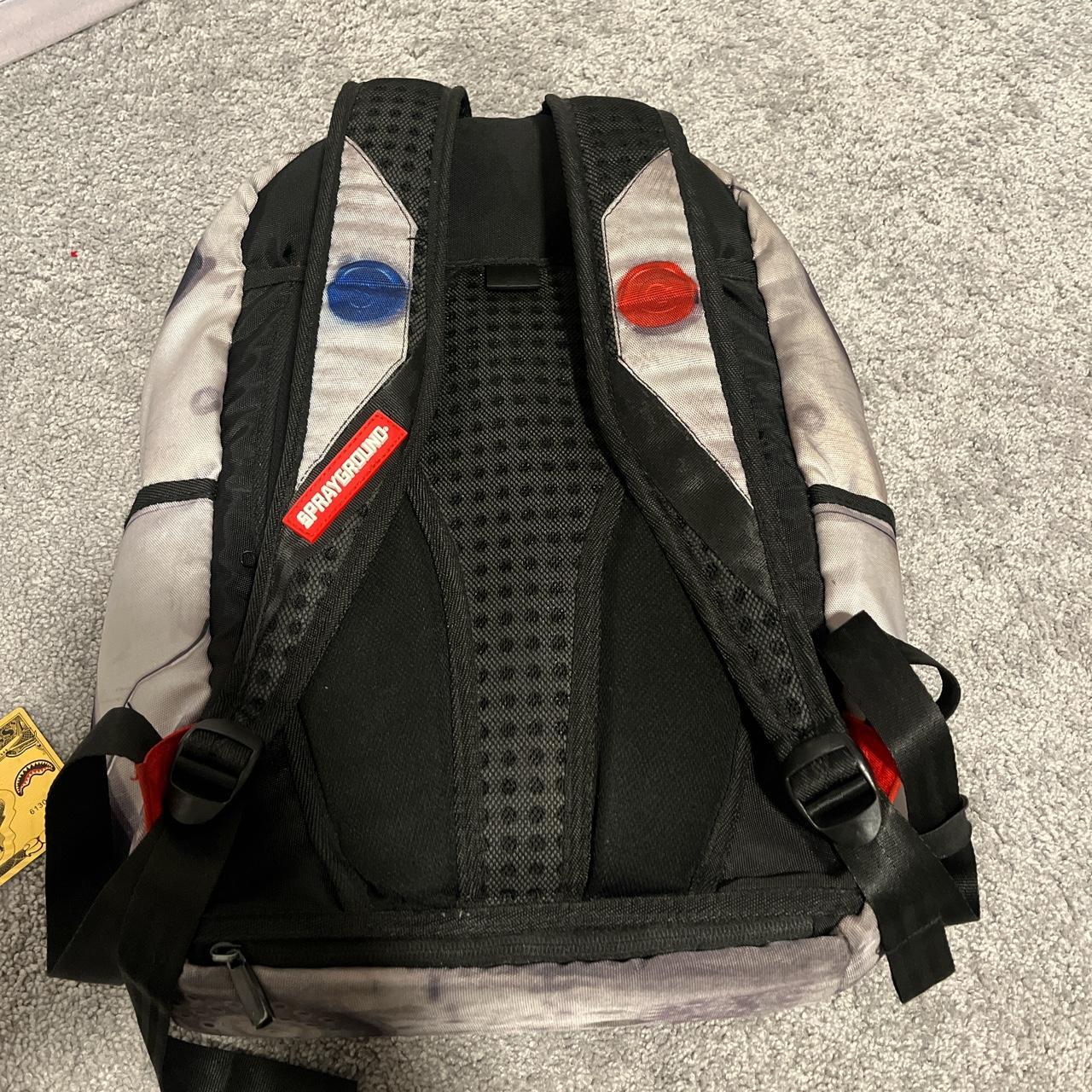 Sprayground Red and Silver Laptopcasesbag Depop