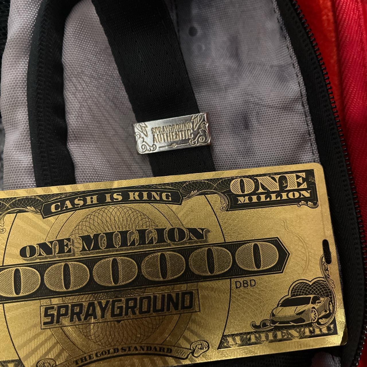 Sprayground Red and Silver Laptopcasesbag Depop