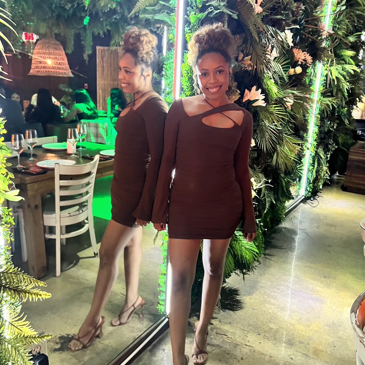 Brown Oh Polly Mini Dress! Worn twice. #ohpolly... - Depop