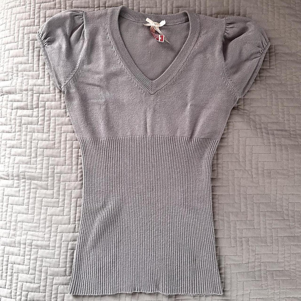 Short Sleeve Knit Top 🐚 Light purple-grayish... - Depop