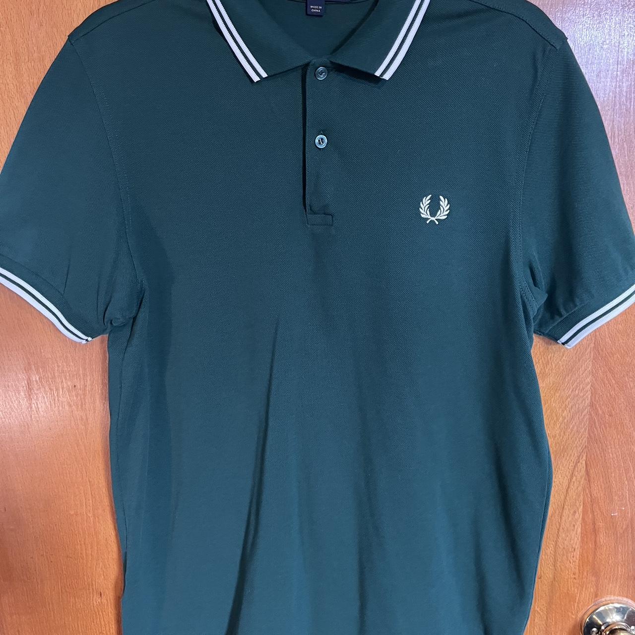 Fred Perry polo us sizing M Forest green worn very... - Depop