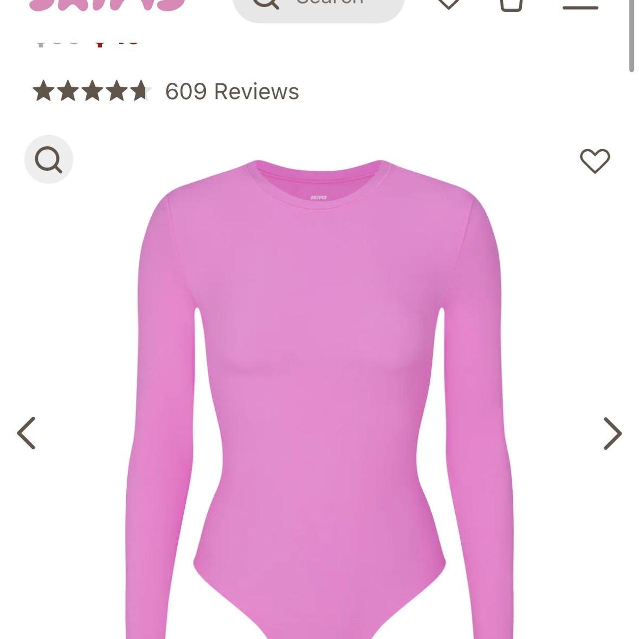 pink skims long sleeve bodysuit, never been worn... - Depop
