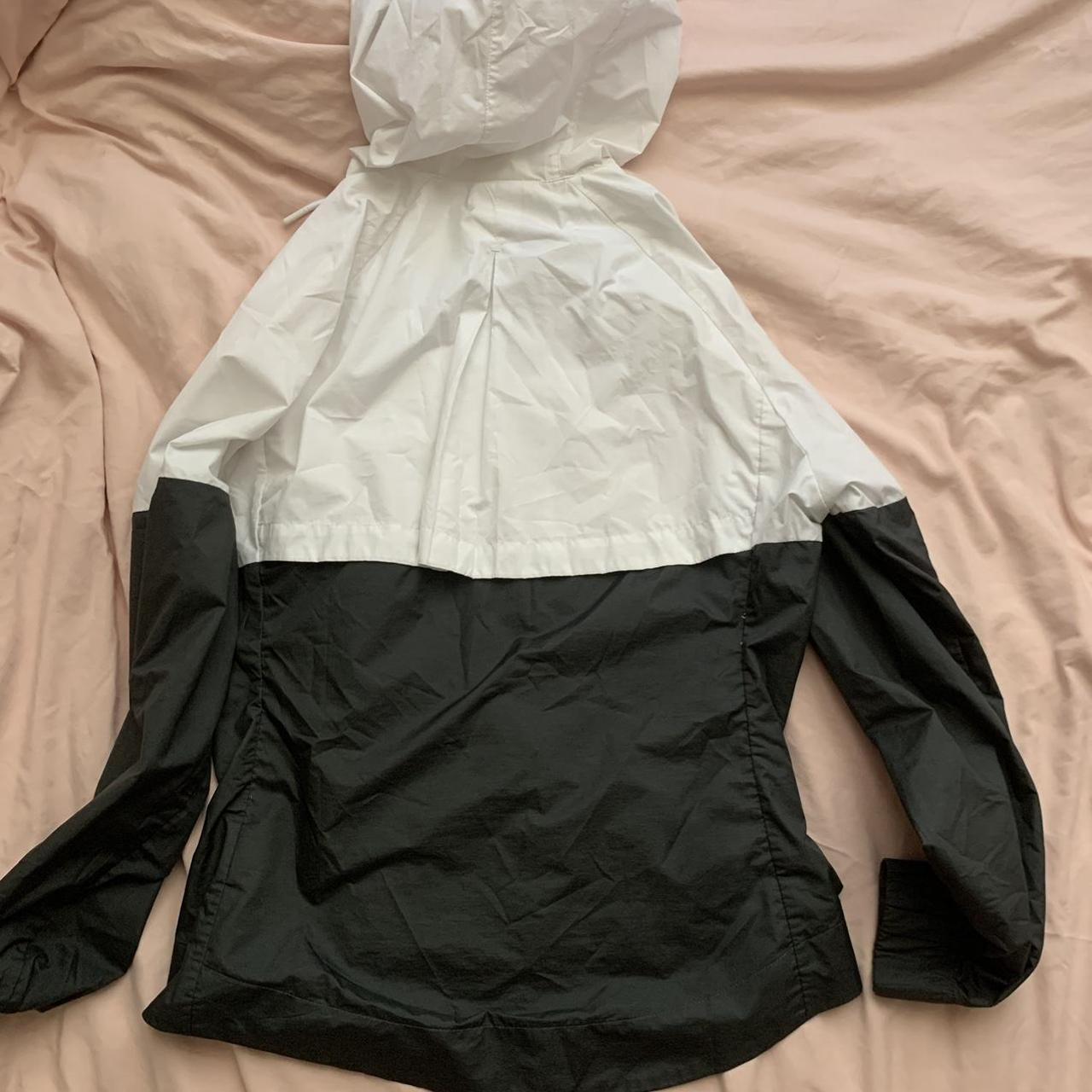 medium white and black nike windbreaker only worn a... Depop