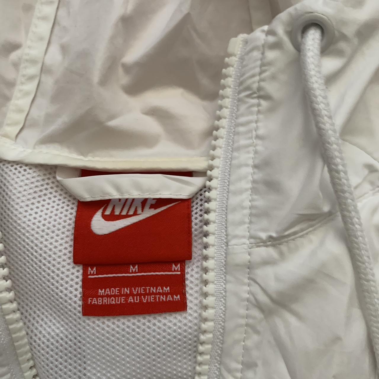 medium white and black nike windbreaker only worn a... Depop