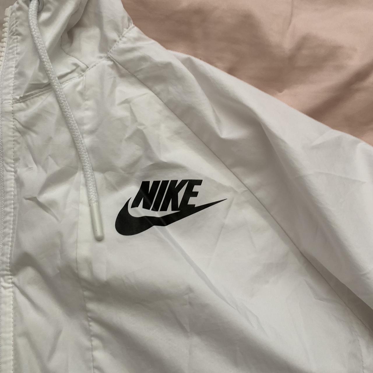 medium white and black nike windbreaker only worn a... Depop