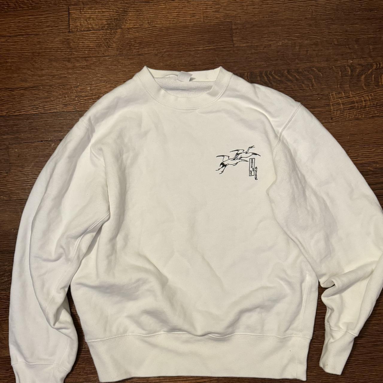 Medium graphic white sweatshirt - Depop