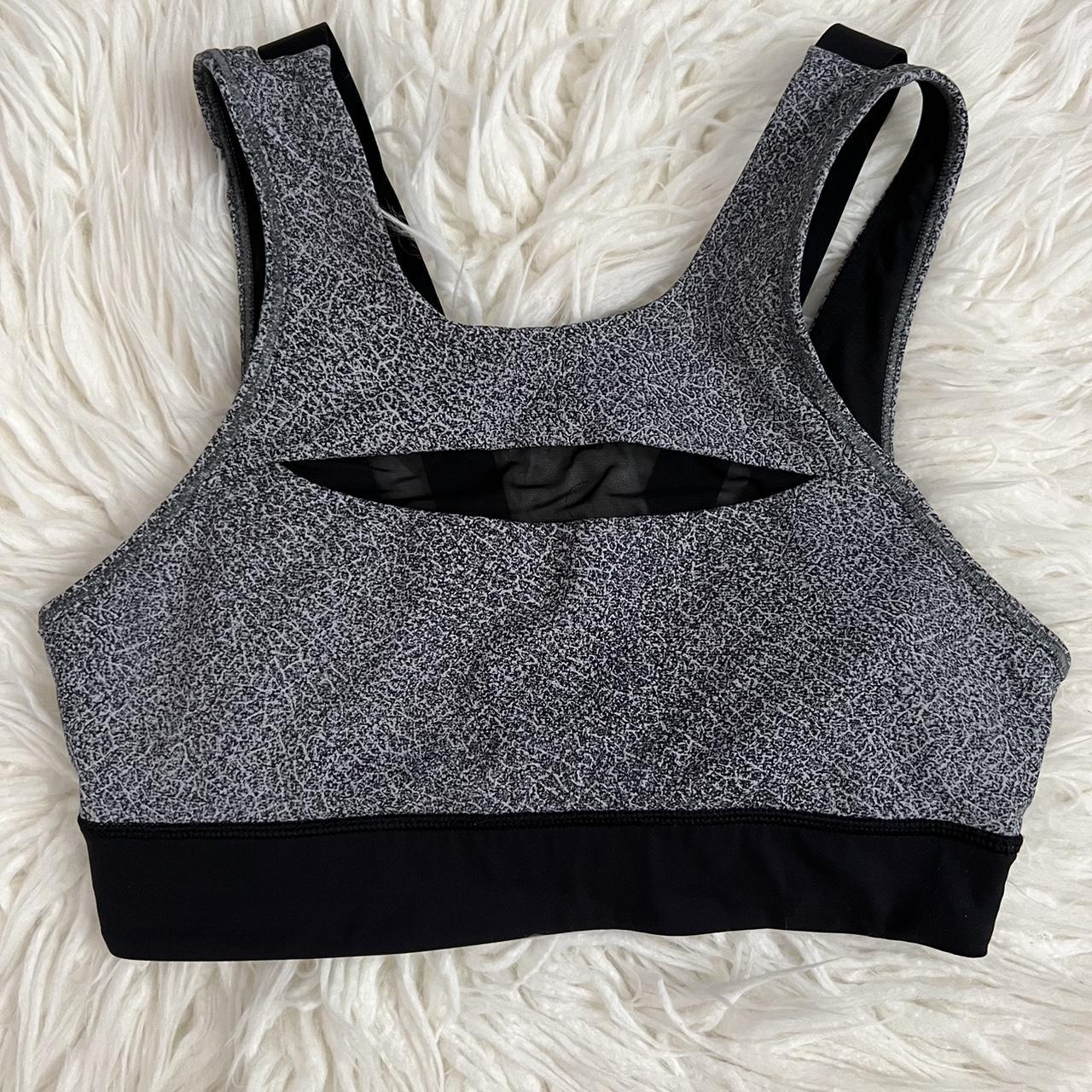 Lululemon grey and black mesh speckled sports bra I - Depop