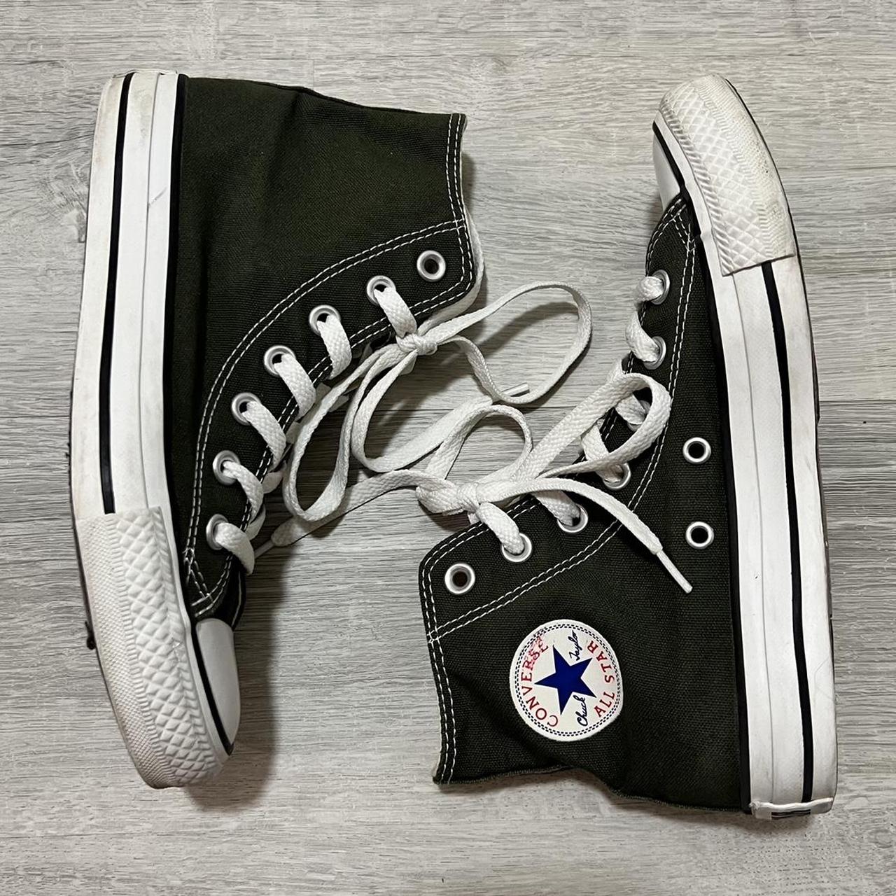 Converse Women's Green and White Trainers | Depop