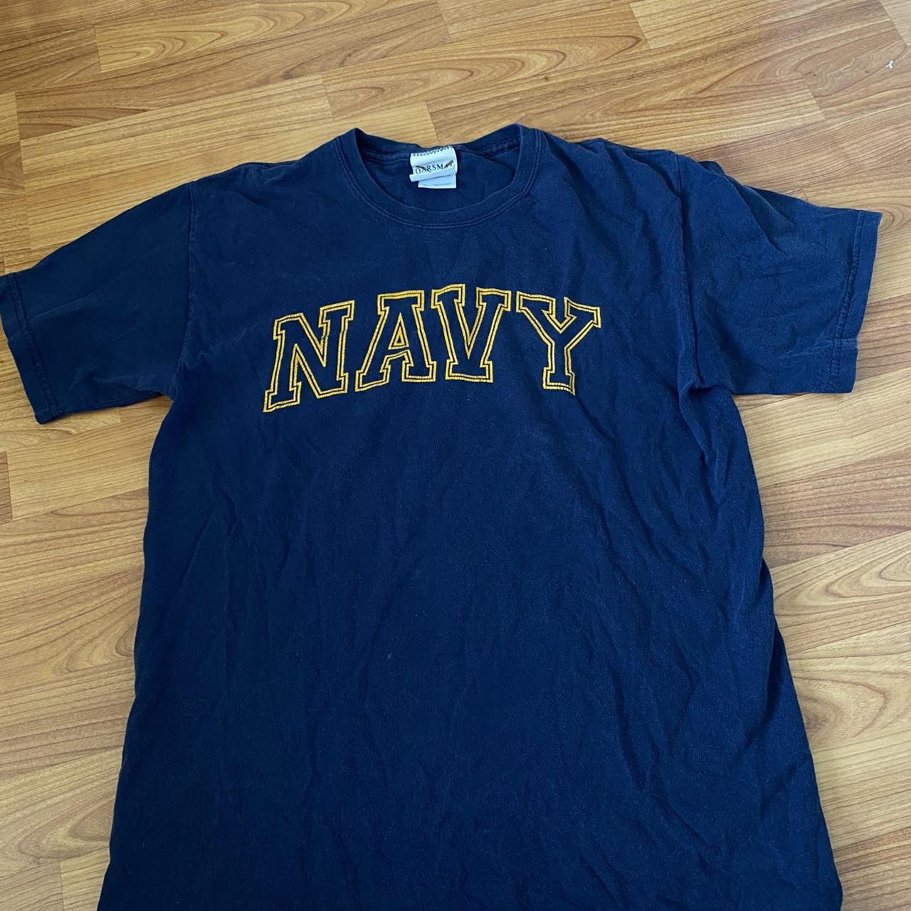 Men's Navy and Yellow T-shirt | Depop