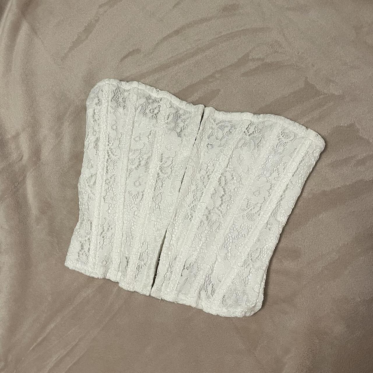 pretty little thing white lace corset top ♡ too big... Depop