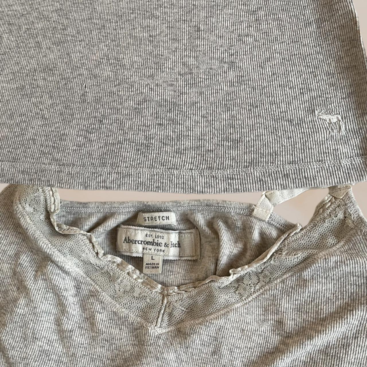 Abercrombie & Fitch Y2k 2000s grey stretch lace... - Depop