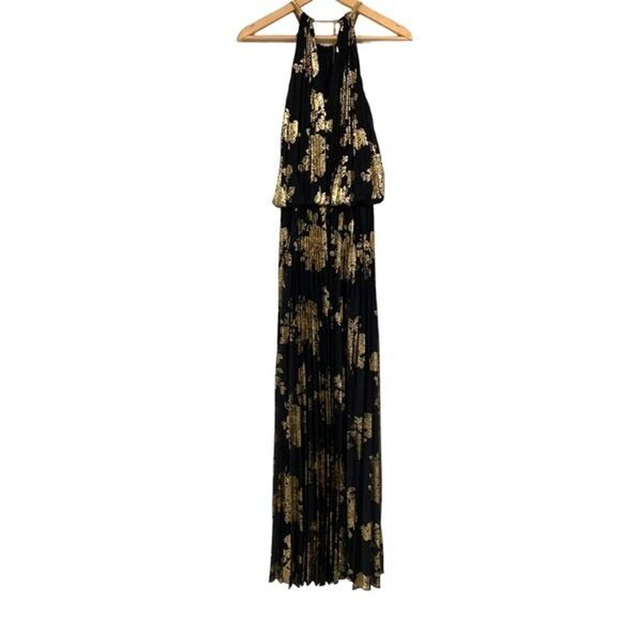 MSK Metallic Print Pleated Blouson Gown 10 Black. Depop