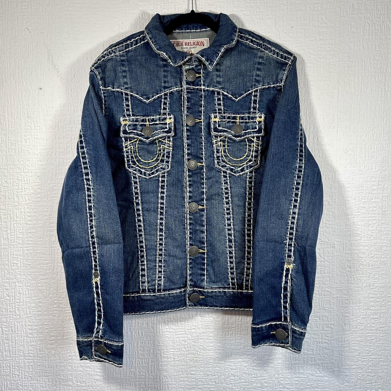 True Religion Men's Blue Jacket | Depop