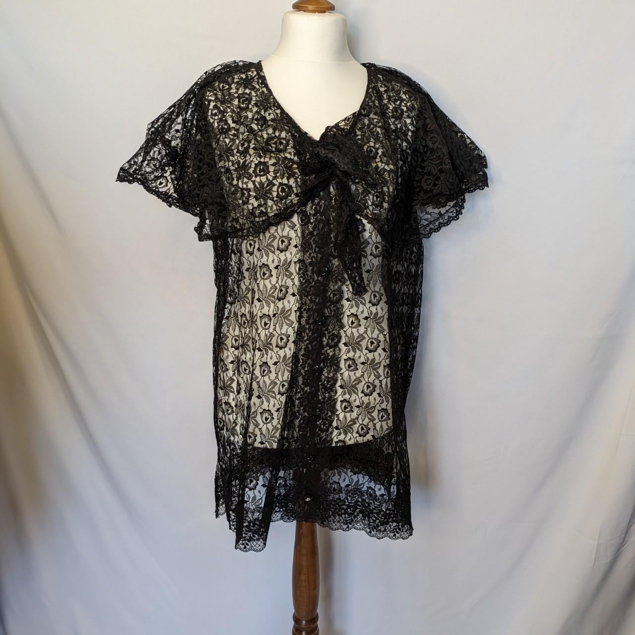 Vintage babydoll 1960s black lace mini dress /... - Depop