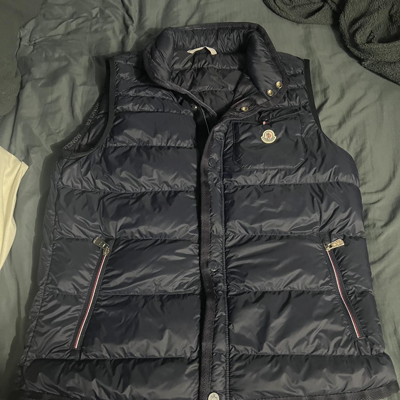 moncler body warmer hardly worn got a little stain... - Depop