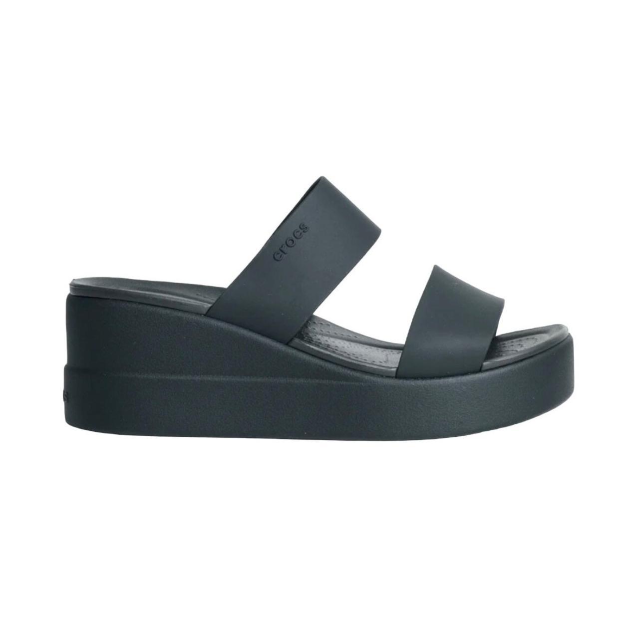 Crocs Brooklyn Mid Wedge Black Great pre-owned... - Depop