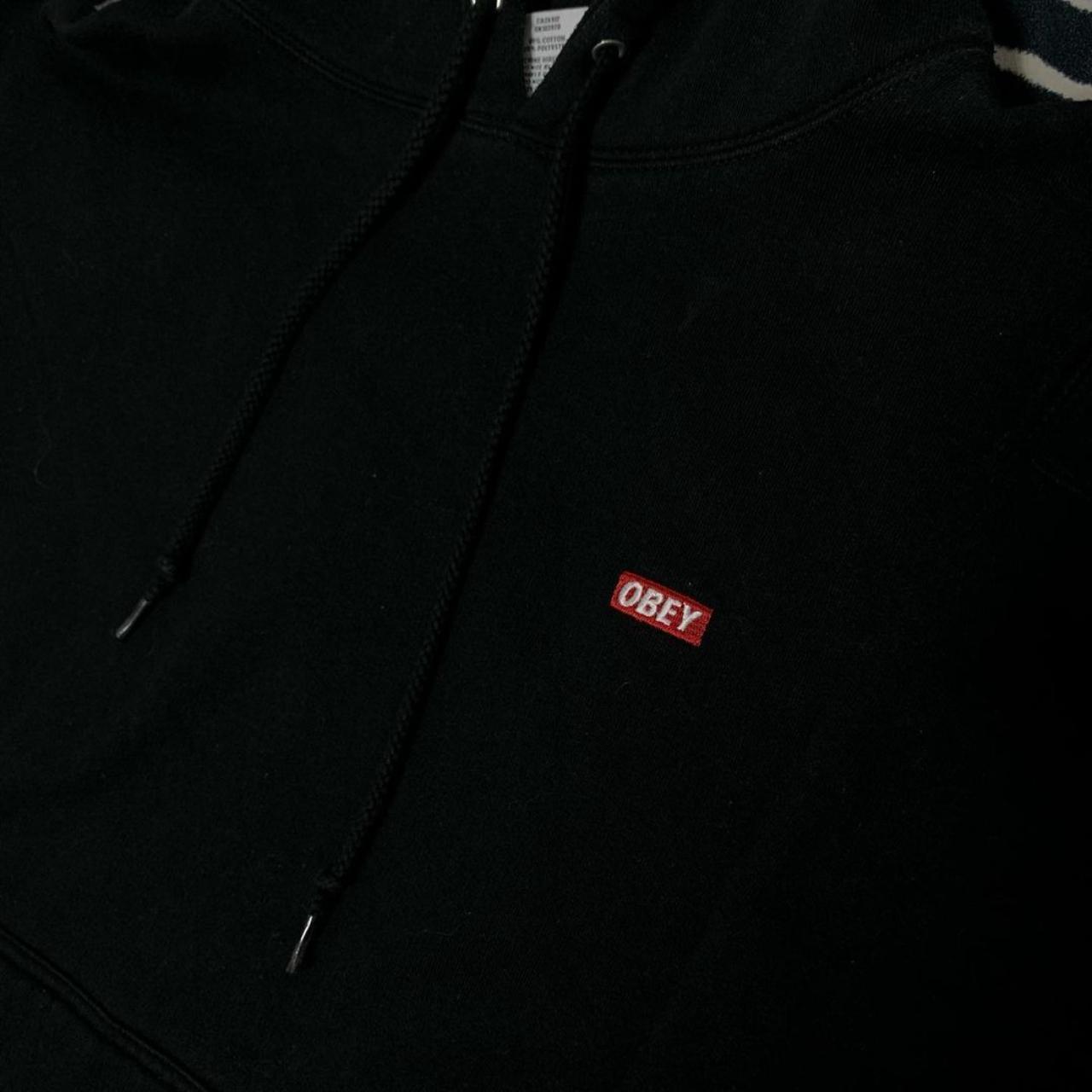 Hoodie mini box logo basic black vintage Obey size:... - Depop