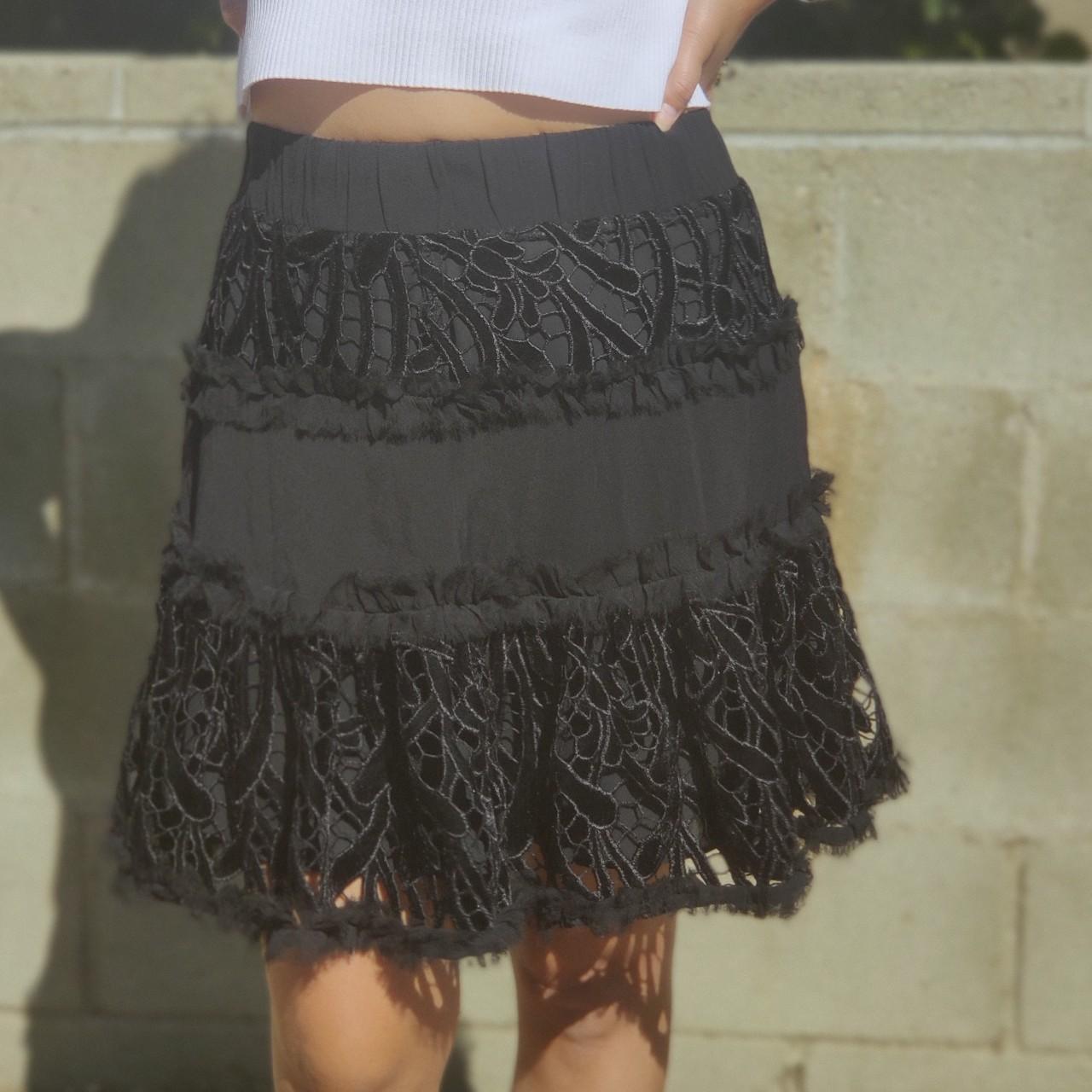 Alexis Intermix Antonia Velvet & Lace Mini Skirt.... Depop