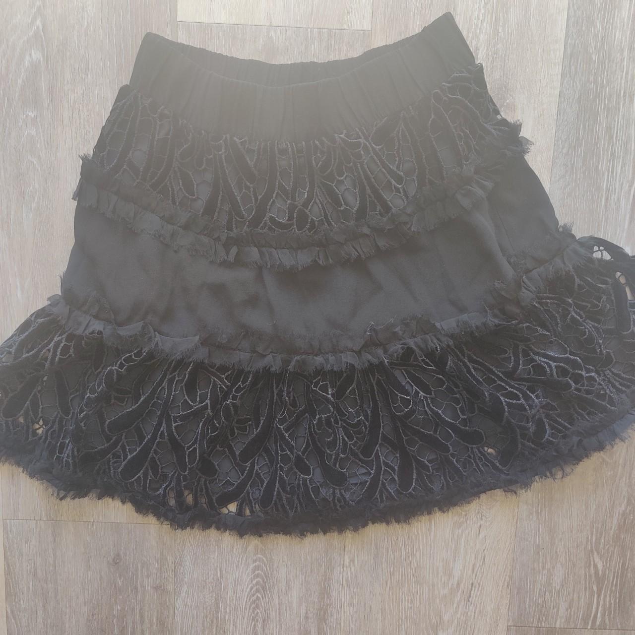 Alexis Intermix Antonia Velvet & Lace Mini Skirt.... Depop