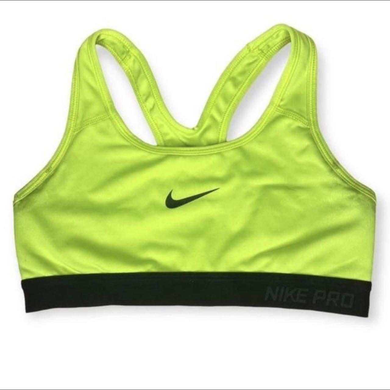 Nike Pro Dri-Fit neon yellow green sports bra. Nike... - Depop