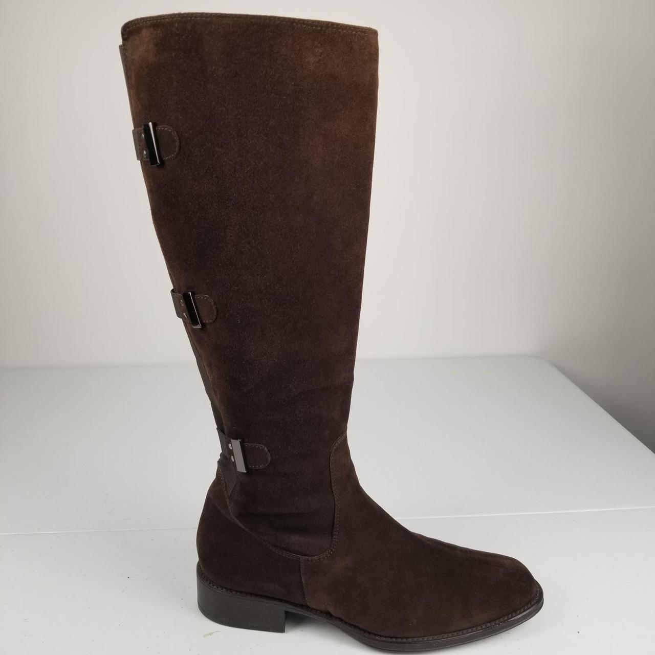 Aquatalia Unicorn Brown Suede Leather Tall Boots Depop