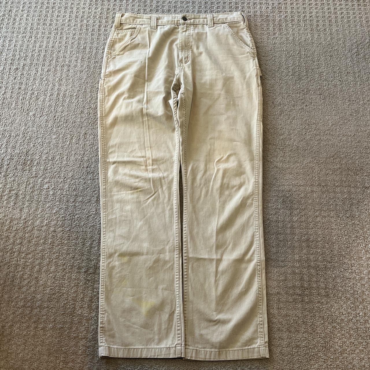 Tan carhartt carpenters 36x36 9 inch leg opening... - Depop