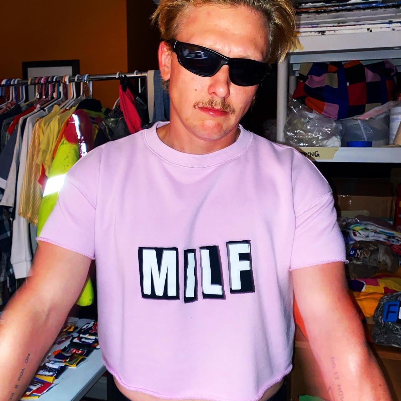 Ransom letter “MILF” on pink sweater tee “for... - Depop