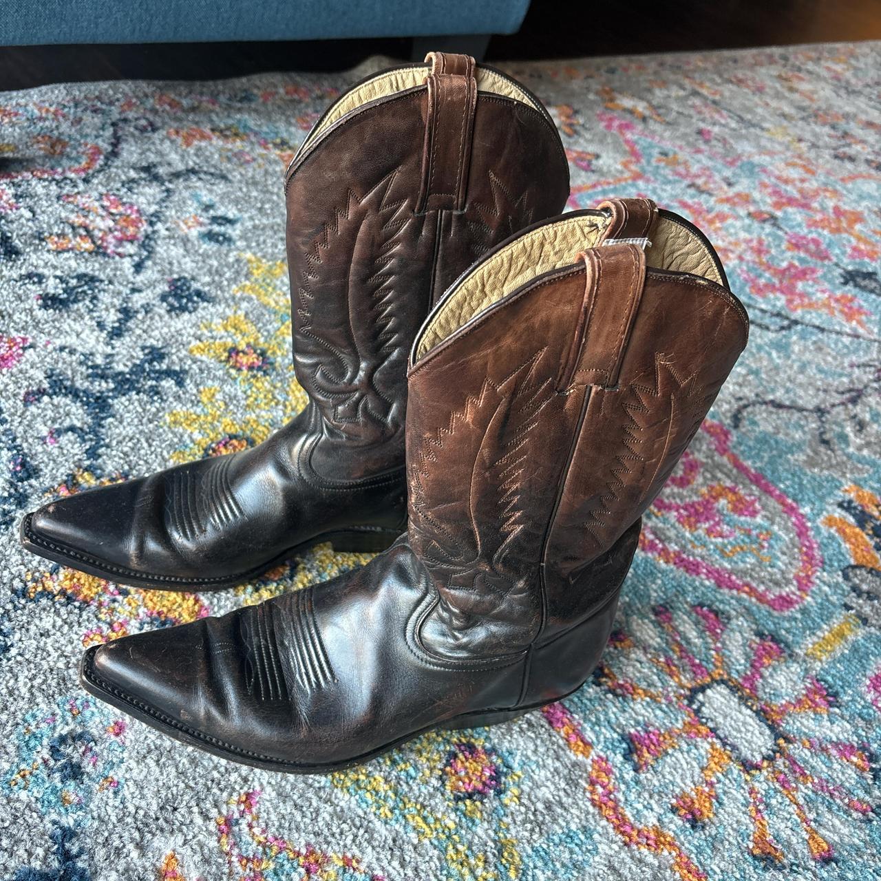 The most beautiful brown leather cow boy boots.... Depop