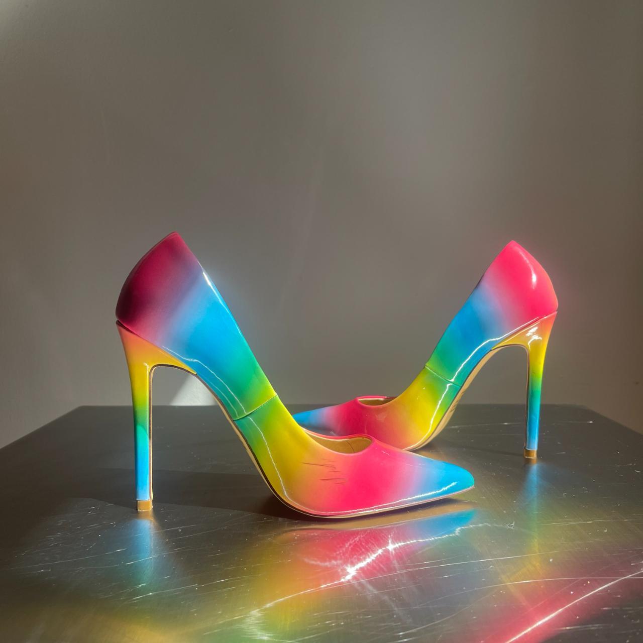 Rainbow high heels with a 4 inch heel. Very lightly. Depop