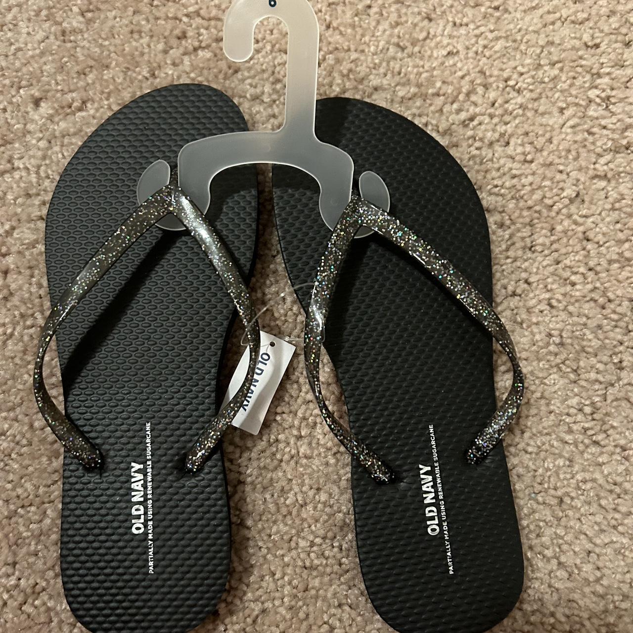 Old navy glitter and black flip flops never worn... - Depop