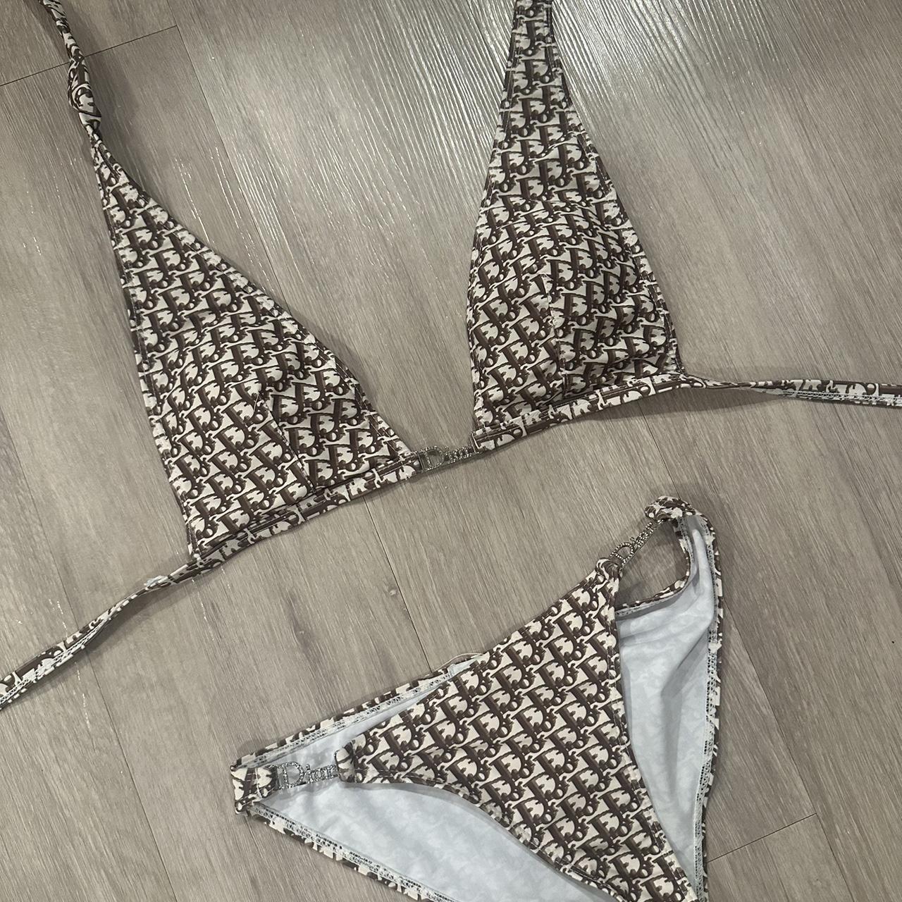 Women's Tan and Brown Swimsuit-one-piece | Depop