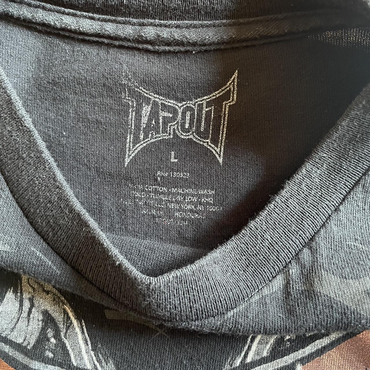 Tapout shirt snap-on skull skeleton cross shirt... - Depop