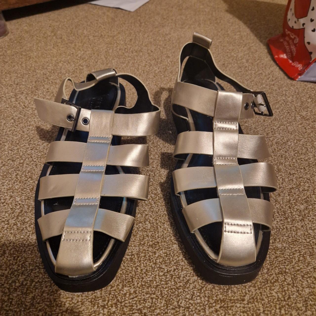 Next Women's Silver and Gold Sandals | Depop