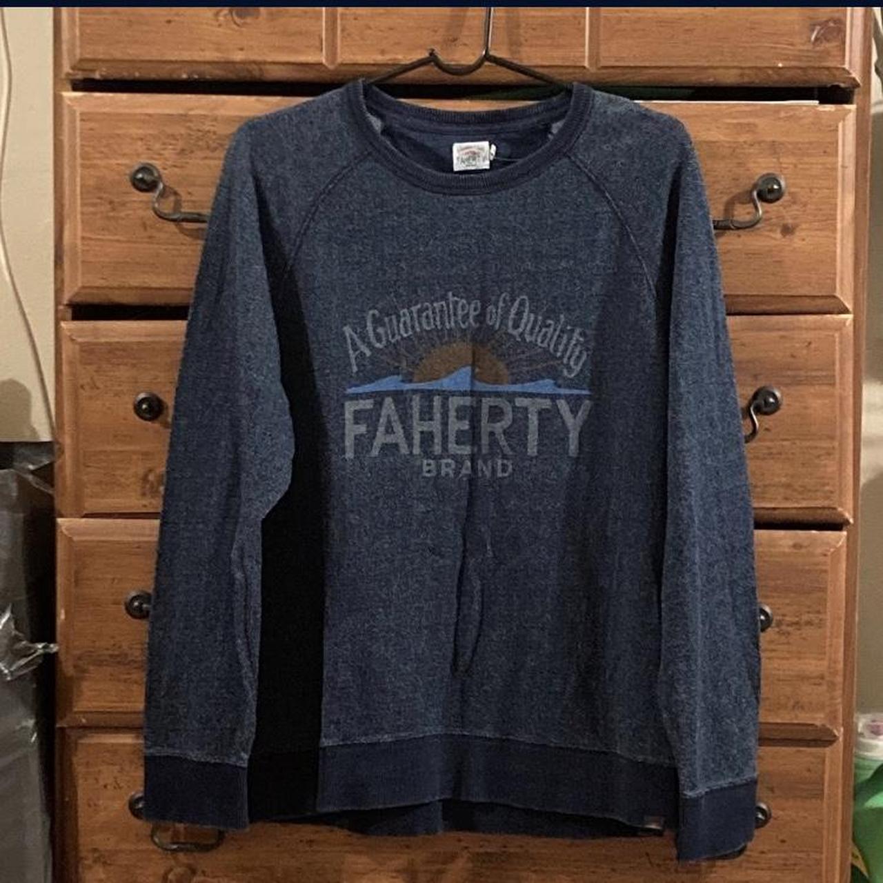 Faherty Men's Blue Sweatshirt Depop