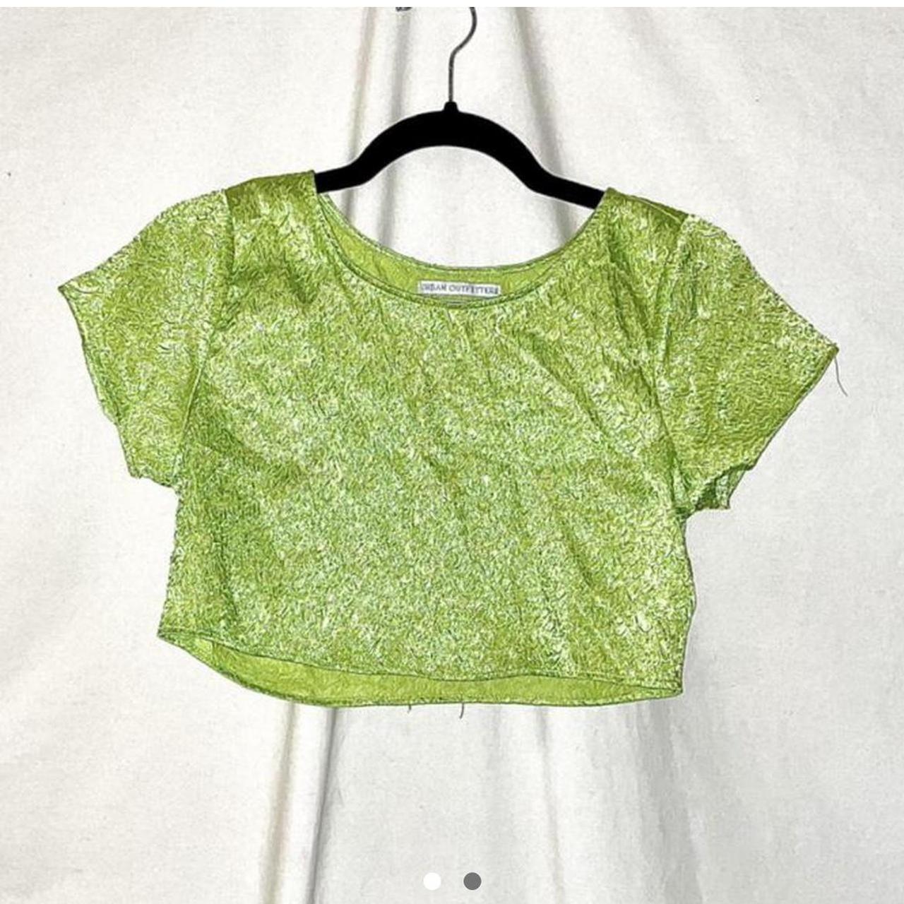 Textured green cropped top - Depop