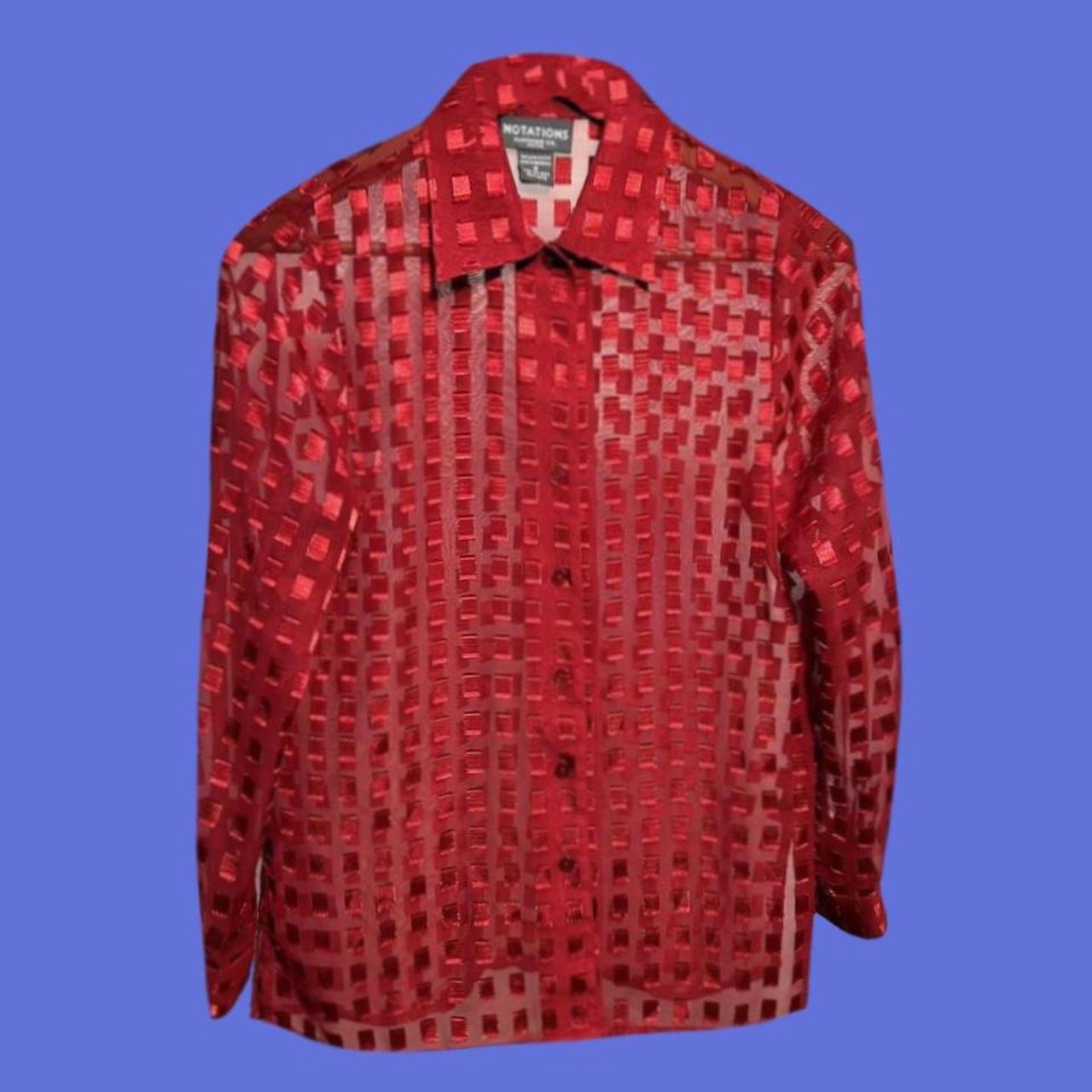 NOTATIONS vintage sheer shirt ヴィンテージ 古着 Vintage sheer blouse, +Red sheer blouse with square