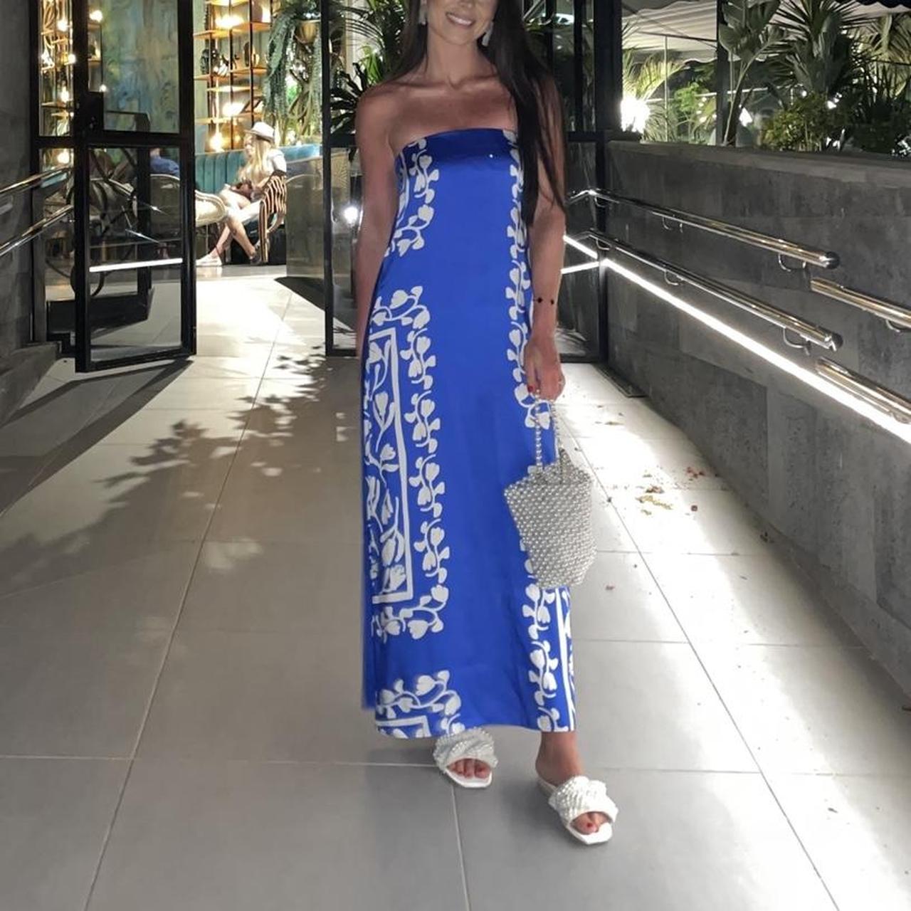 River Island Royal blue white satin