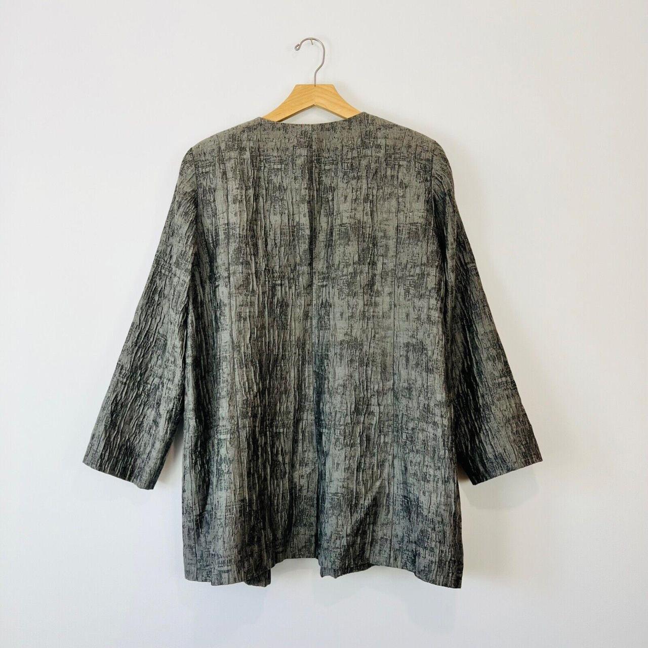 Eileen Fisher Grey Cotton and Silk Crinkle Oversized... - Depop