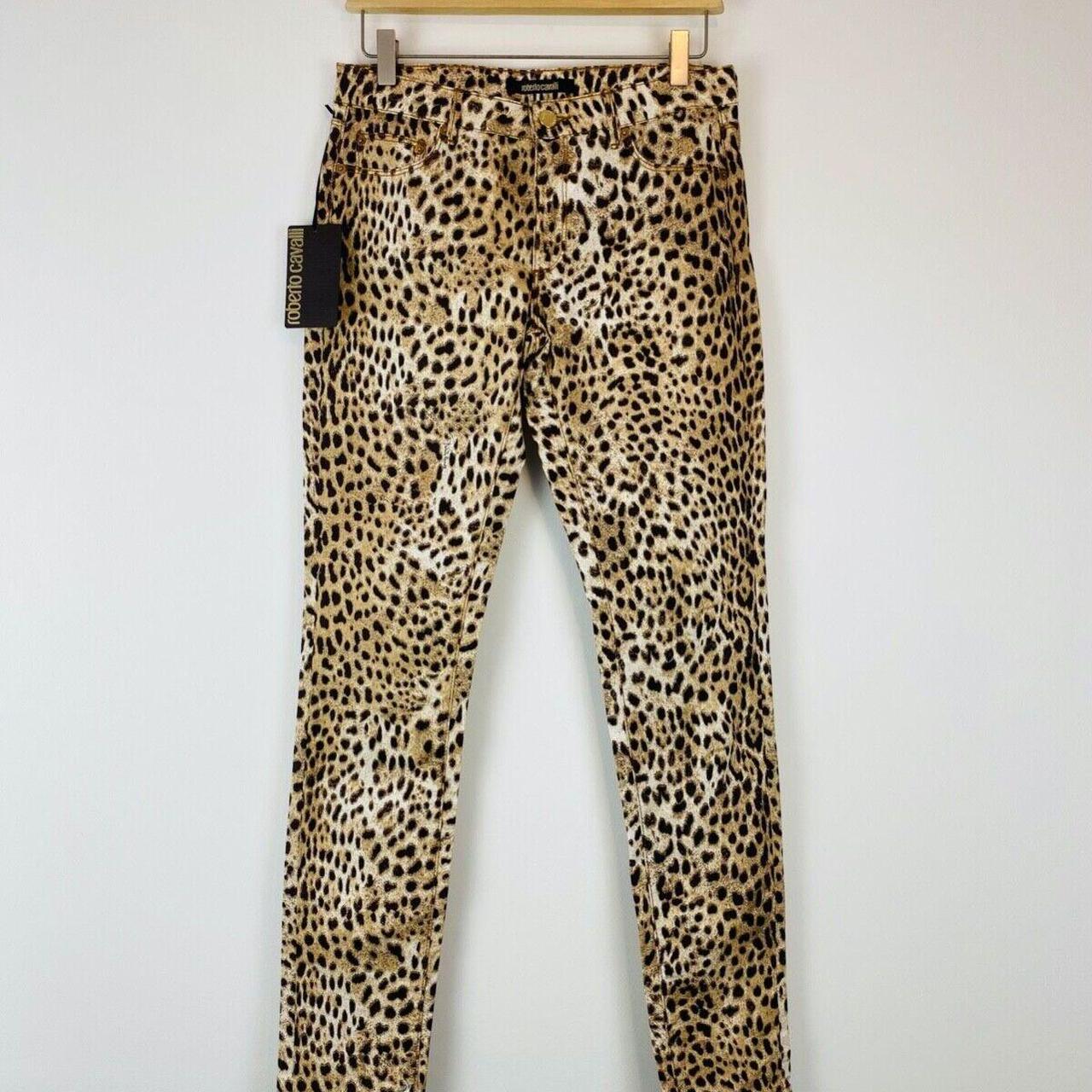 Roberto Cavalli Trousers 10 UK Beige Leopard Animal... - Depop