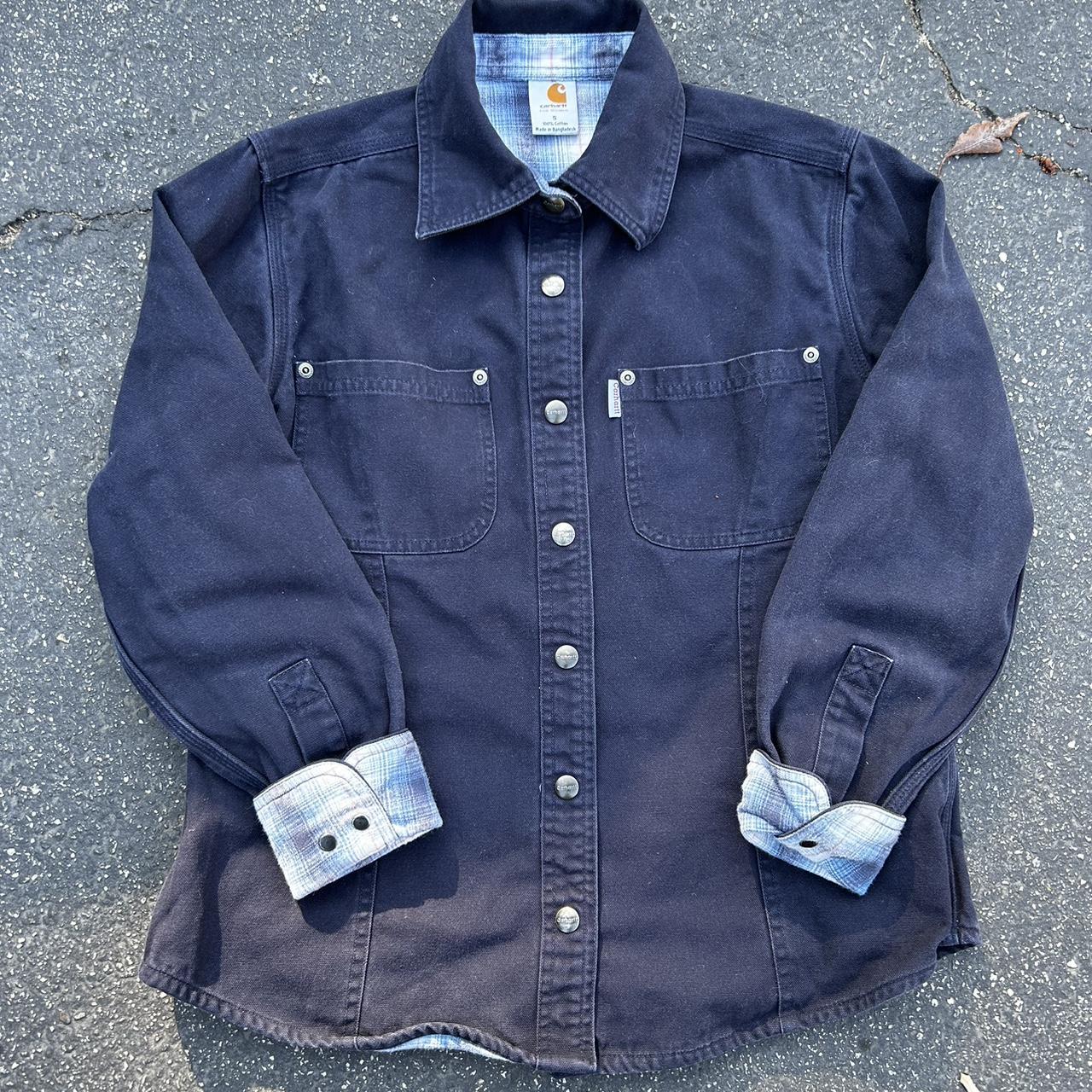 Canvas carhartt button up with flannel lining. Super... - Depop