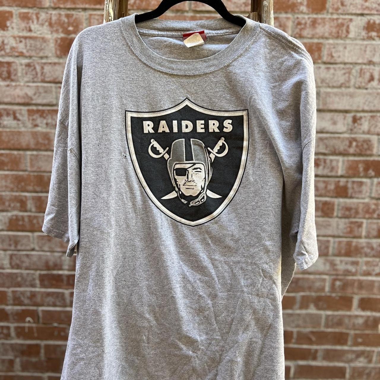 Vintage 90’s grey Raiders tee, size 2XL, Knit in