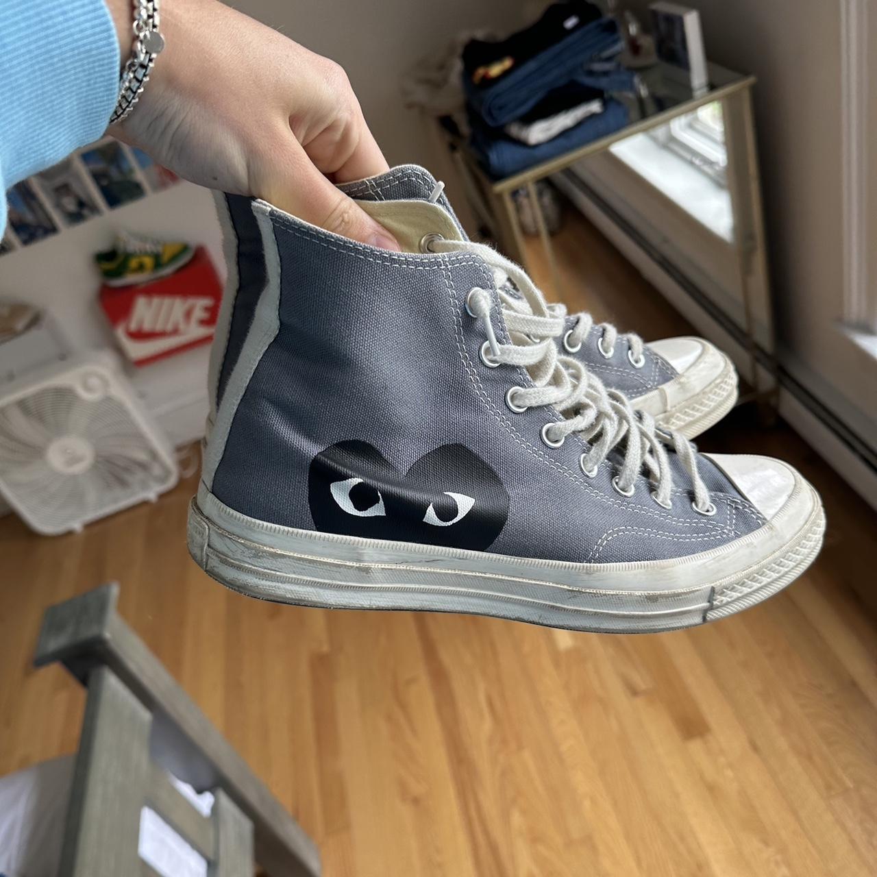 Grey CDG Converse Mens size 10 but fits 10.5 Women s Depop