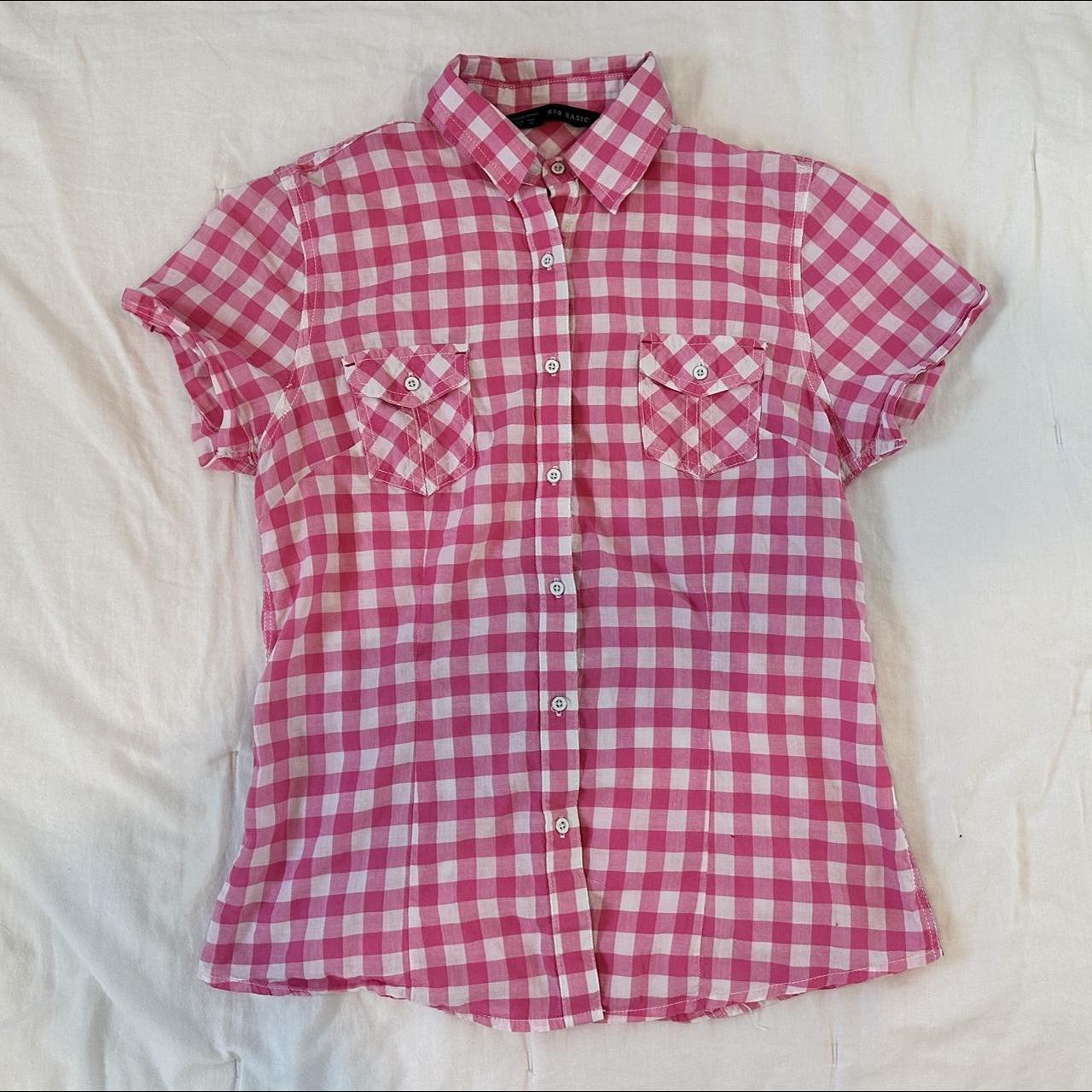 pink gingham button up farmer's daughter vibes Depop