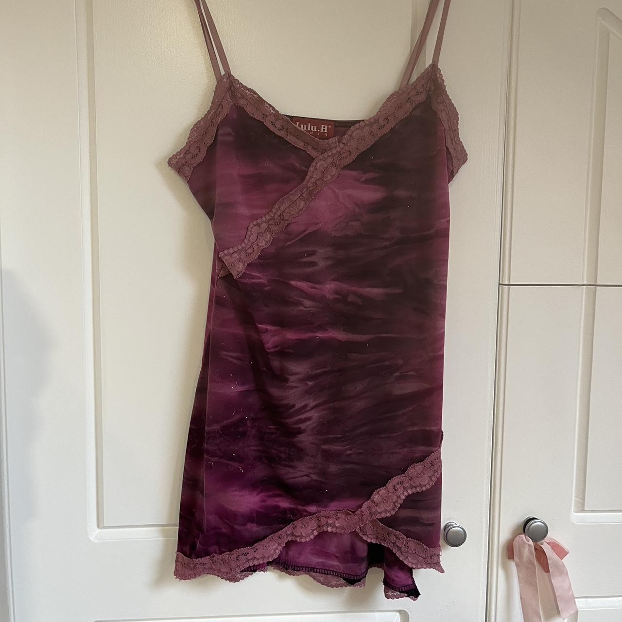 Purple glitter shimmery cami dress nighty... - Depop