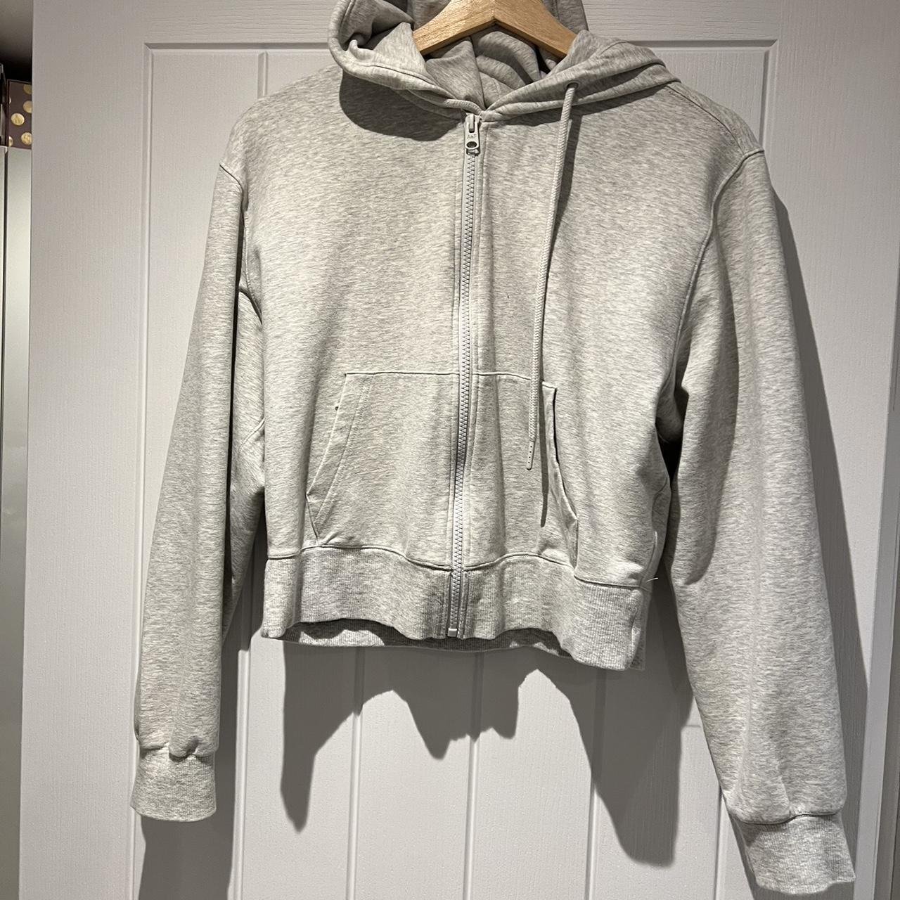 Abercrombie & Fitch Cropped Grey Hoodie Size XS... - Depop