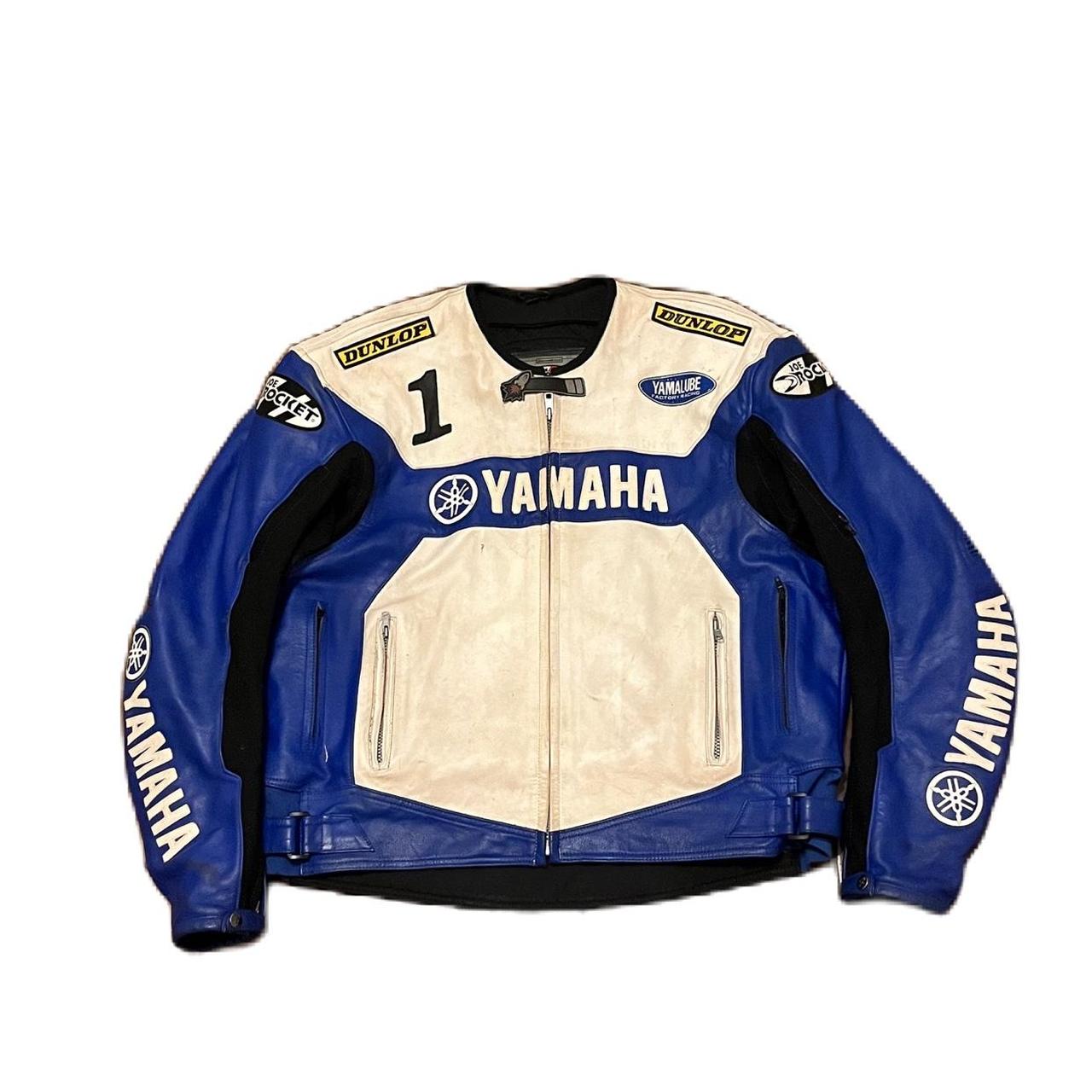 Vintage Yamaha Racing Leather Jacket Size L 25x27... - Depop
